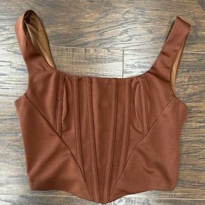 Brown Mocha Corset Tank Crop Top